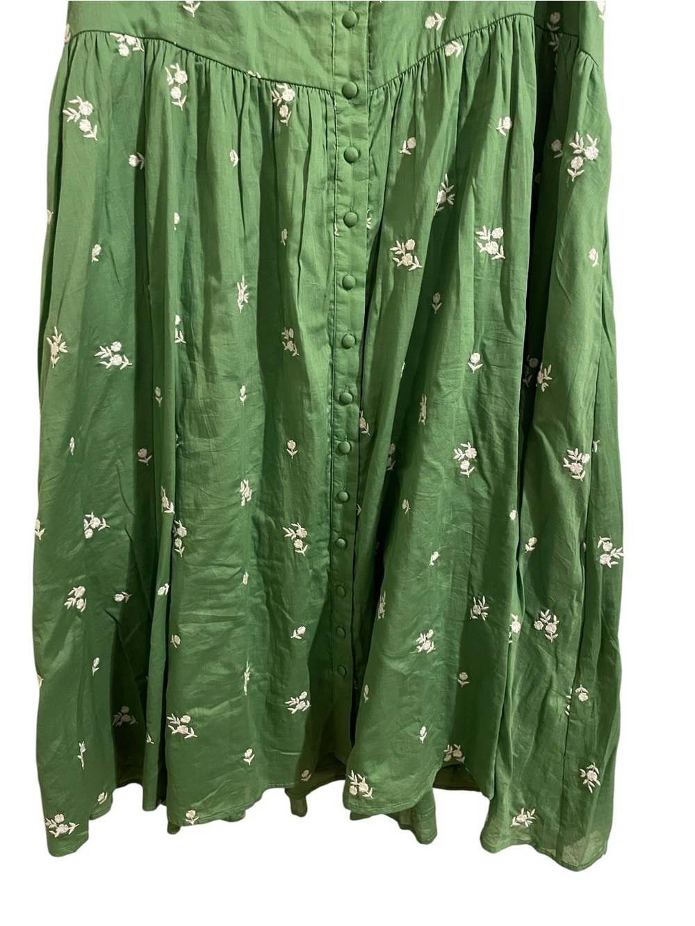 JESSAKAE Juniper Dress in Cool Green Floral Embroidered Cotton Puff Sleeve 4X - Picture 5 of 11